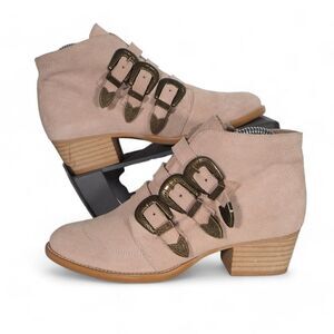 Musse & Cloud Light Pink Western Style Buckle Ankle Boots Women's 7-7.5